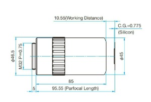 PAL-10-SWIR-HRWF-Si0775 광시야 고NA 실리콘두께보정 대물렌즈